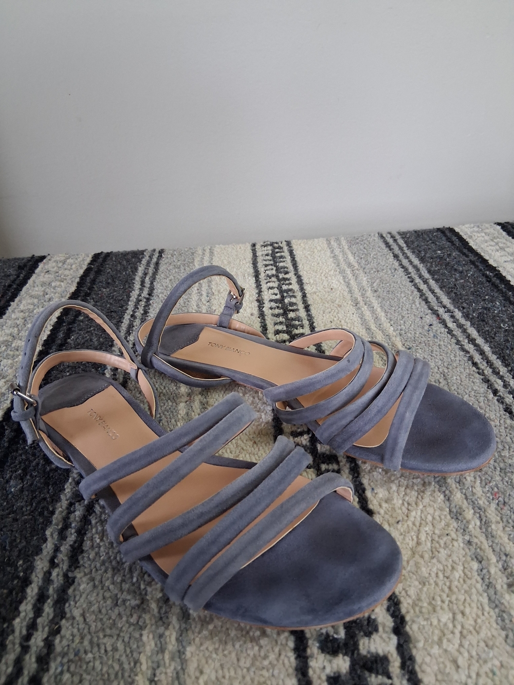 Women's Strappy Suede Sandals in Slate Gray